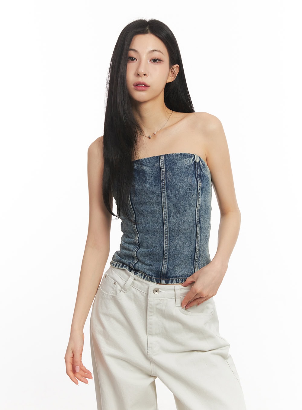 Urban Denim Stitched Tube Top CA503