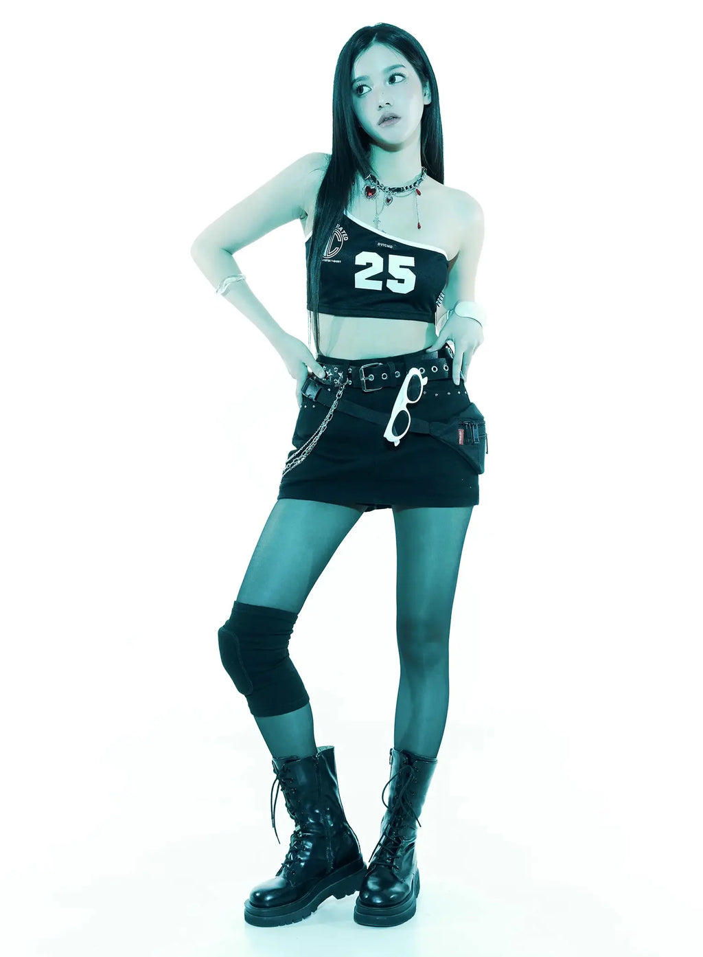 Mesh Varsity Graphic Crop Top IS525