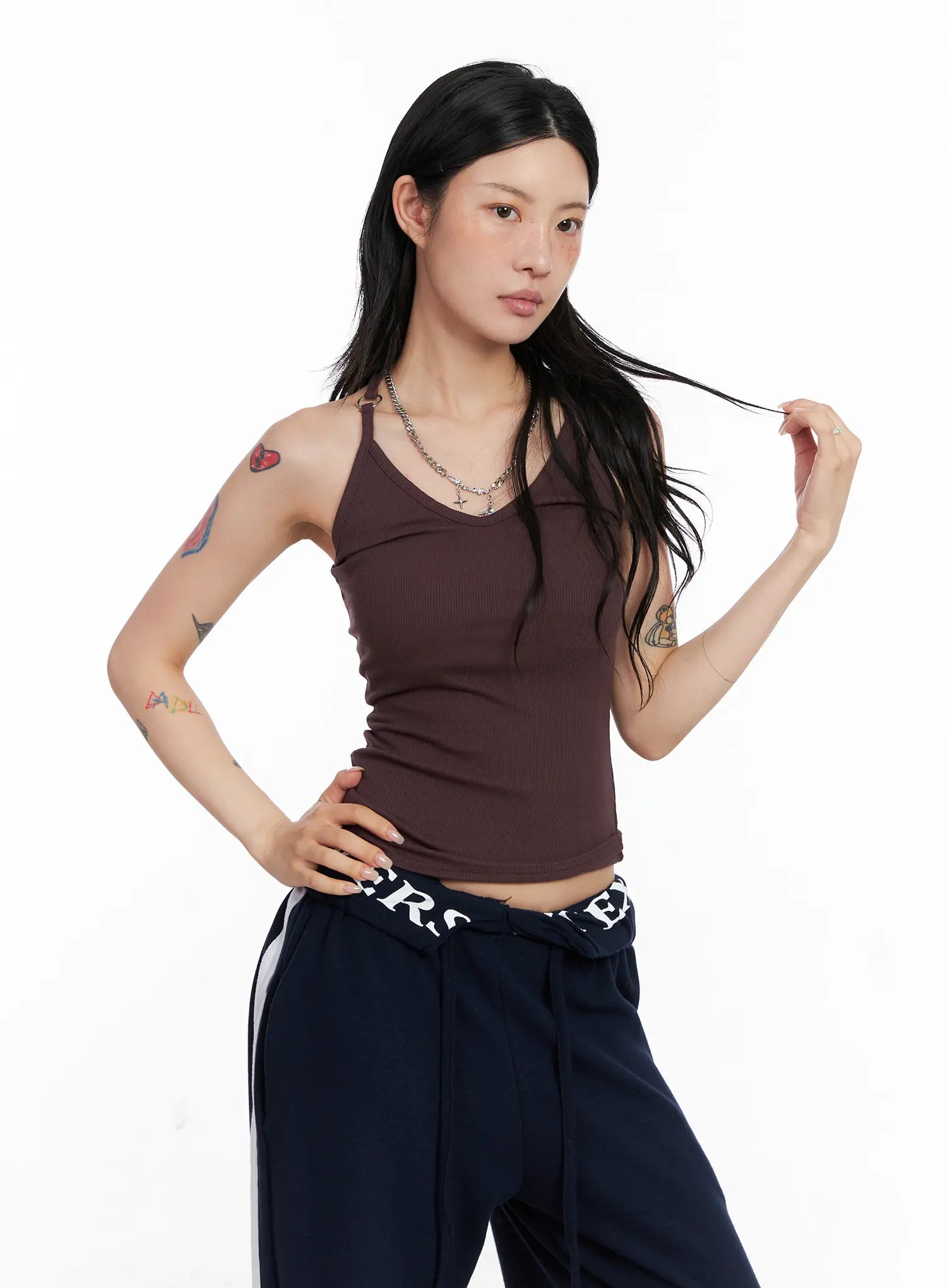 V-Neck Ring Detail Tank Top CS526