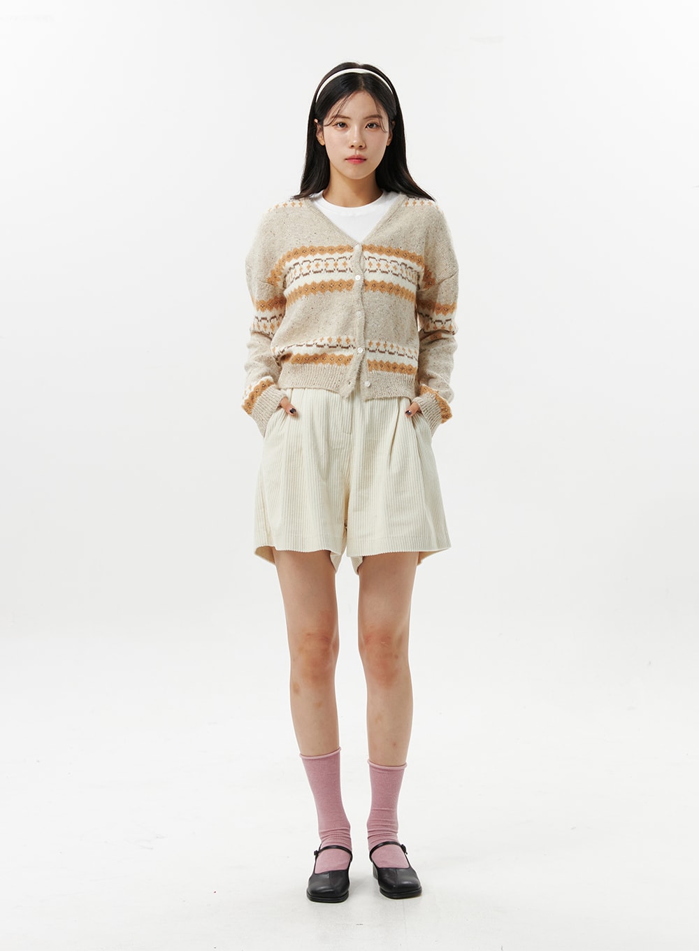 Jacquard Knit Button Cardigan OO312