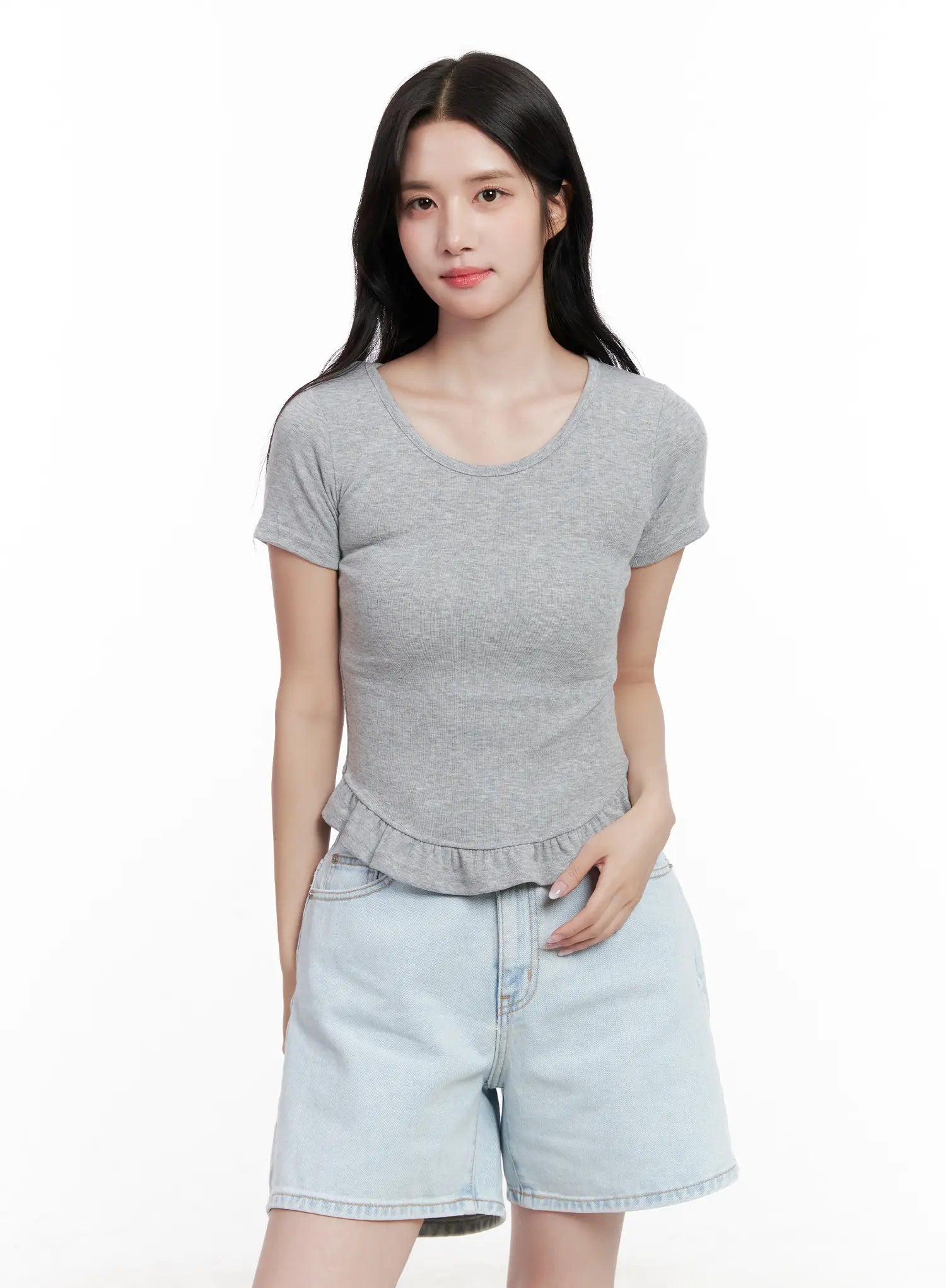 Ruffle Scoop-Neck Top CL516