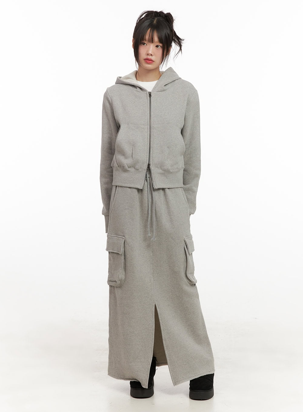 Long Sleeve Zip-Up Cropped Hoodie CJ506