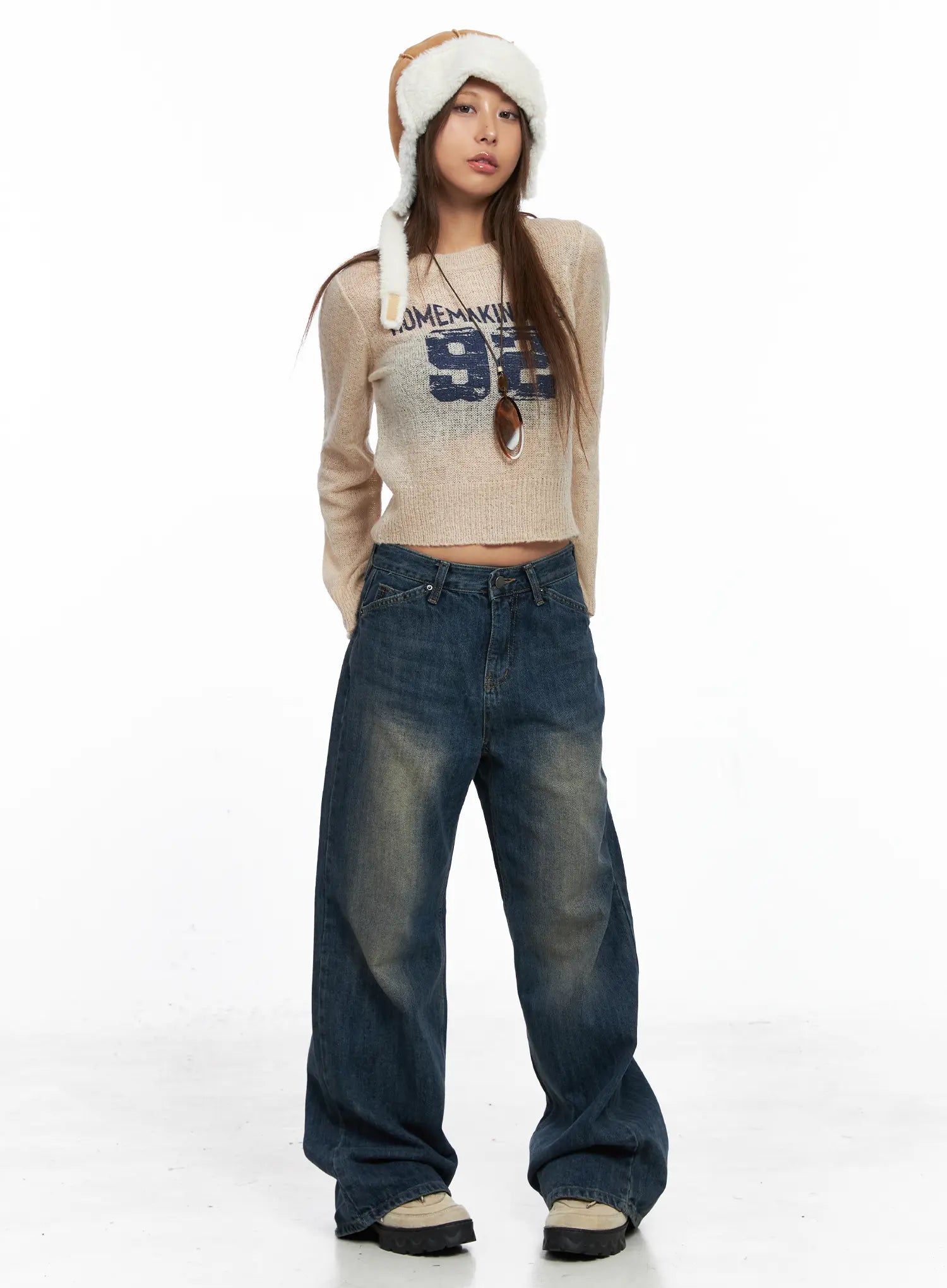 Jaden Back Seam Washed Baggy Jeans CO510