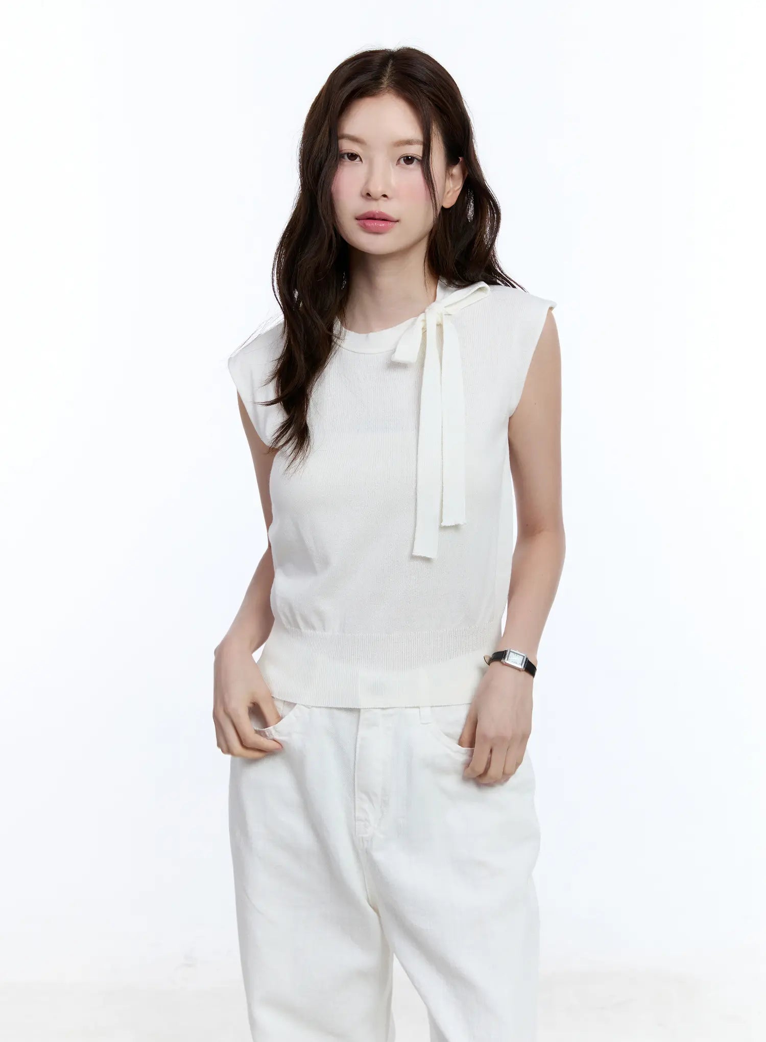 Ribbon Sleeveless Sweater CU513