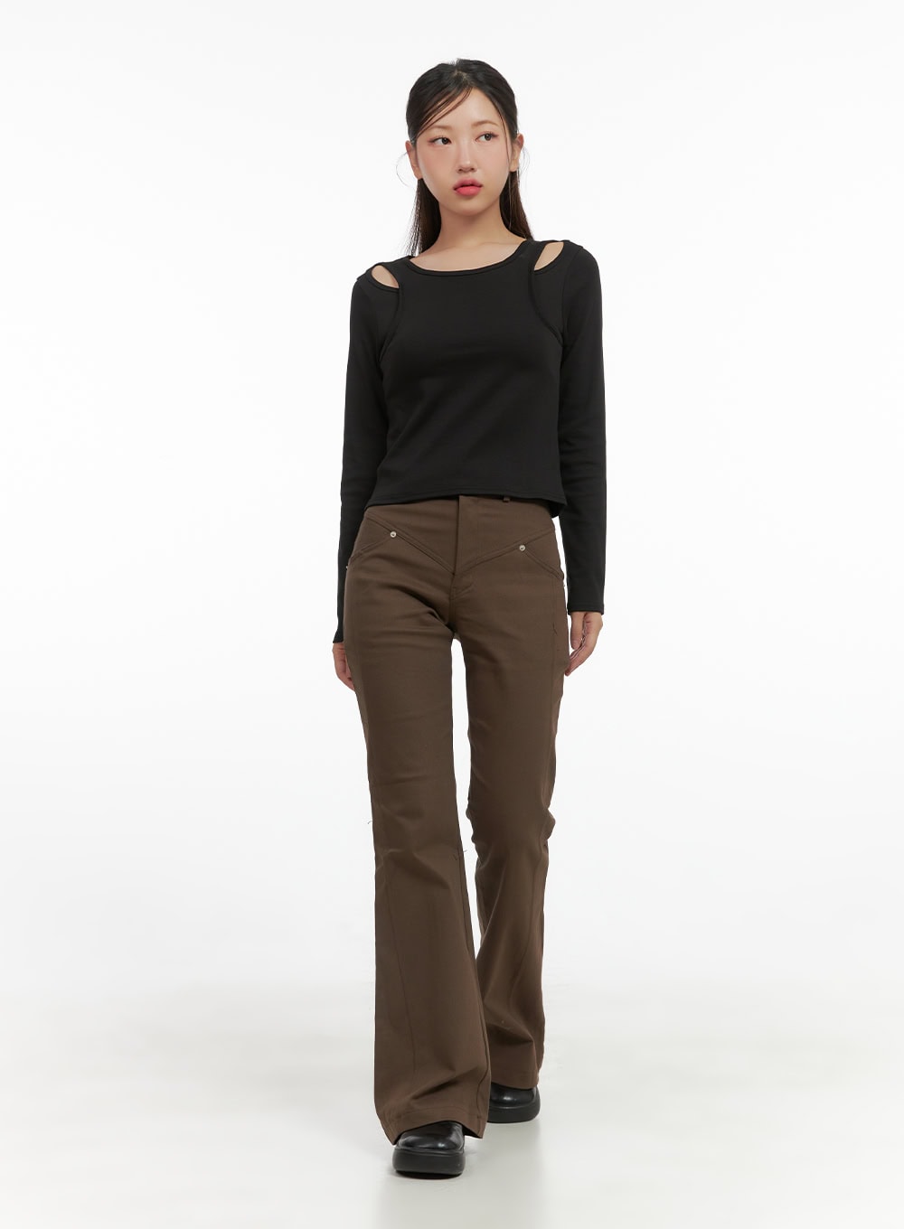 Layered Cutout Long Sleeve Top CS405