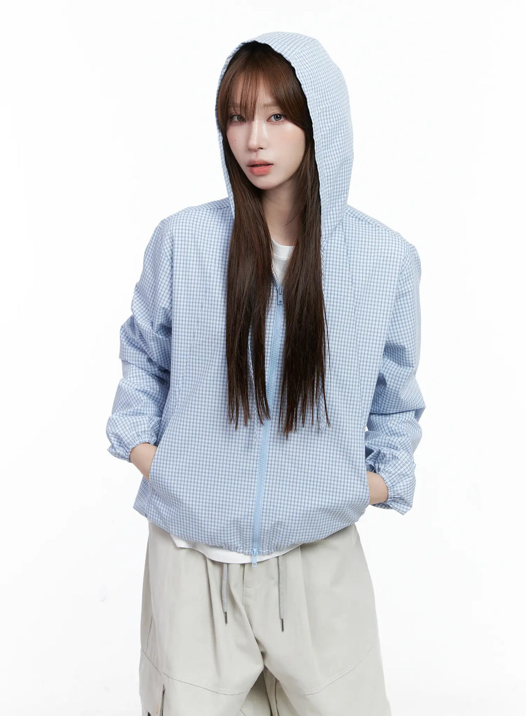 Gingham Lightweight Windbreaker Jacket CG529