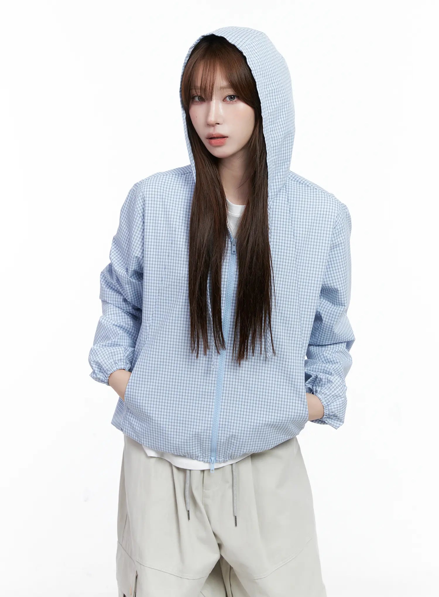 Gingham Lightweight Windbreaker Jacket CG529