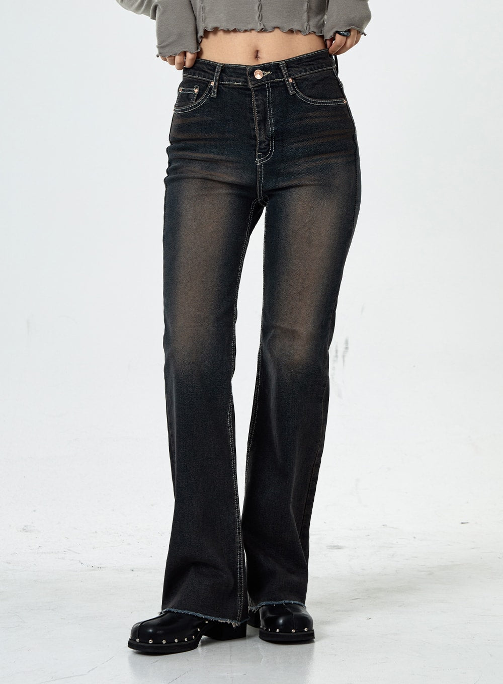 Basic Washed Bootcut Jeans CS07