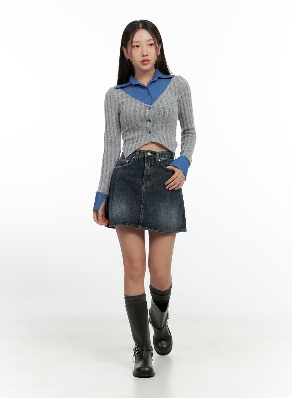 Washed Denim Mini Skirt CN412
