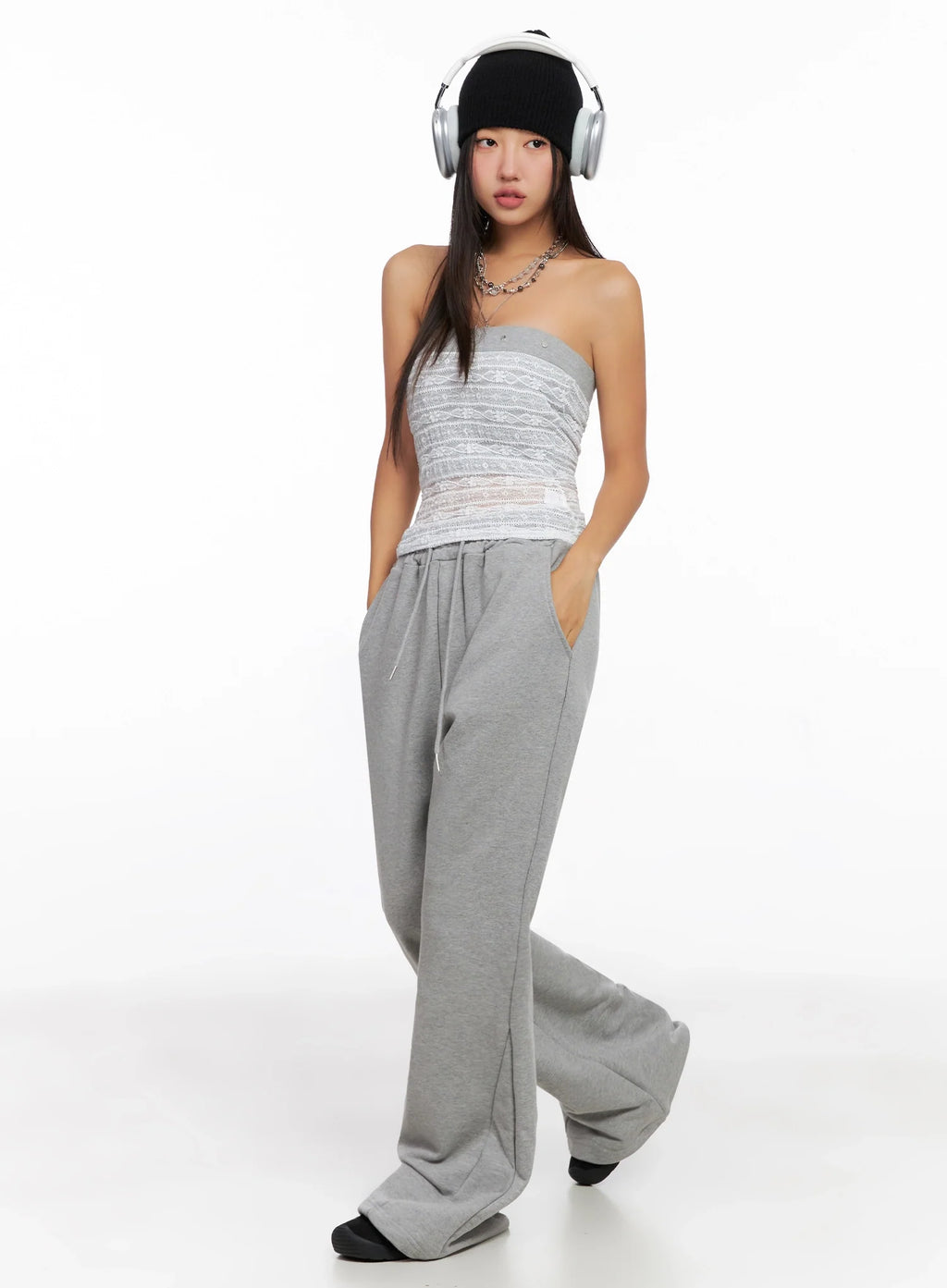 Studded Lace Tube Top IG528