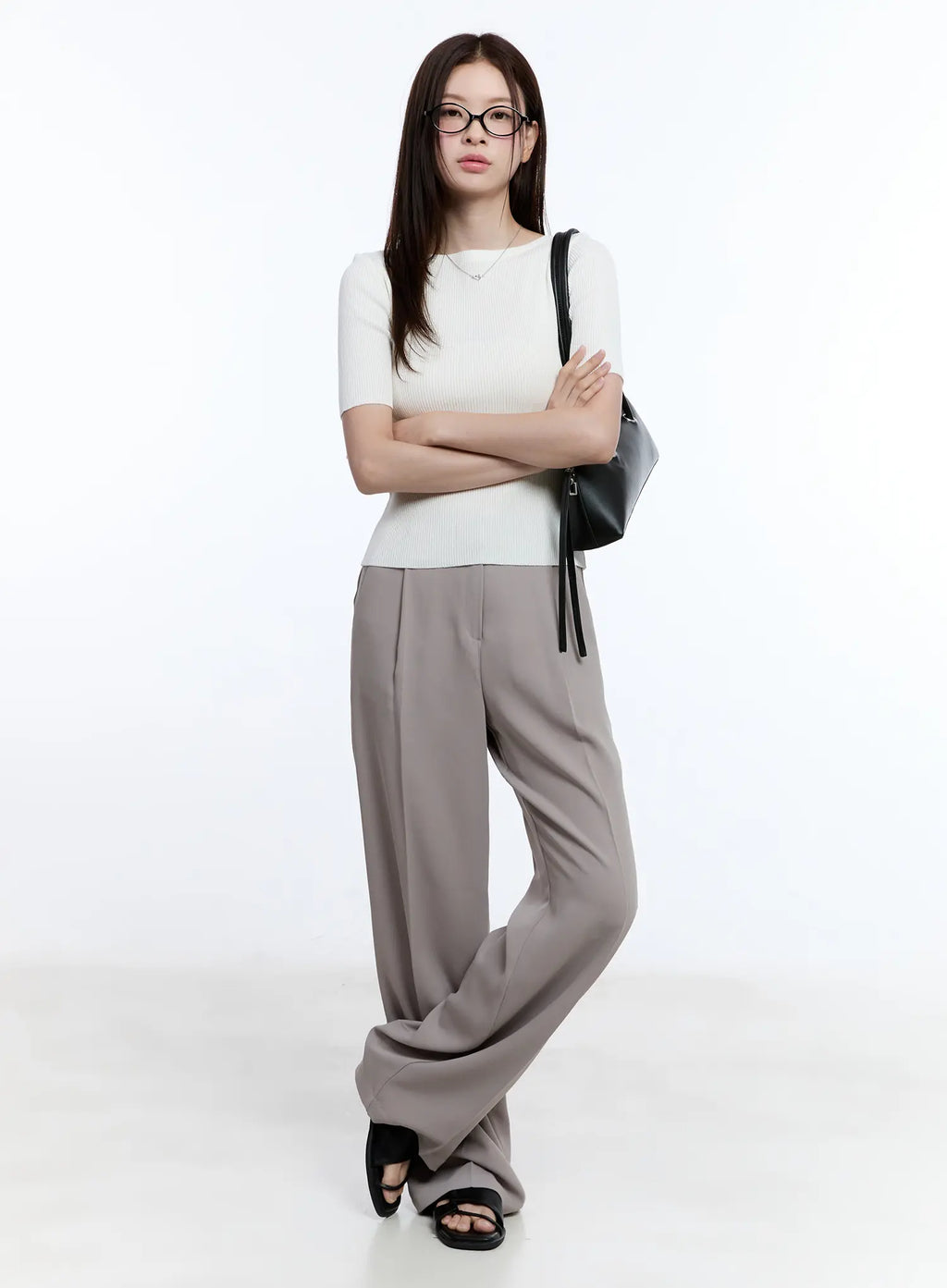 Elegant Pintuck Wide-Leg Pants CU513