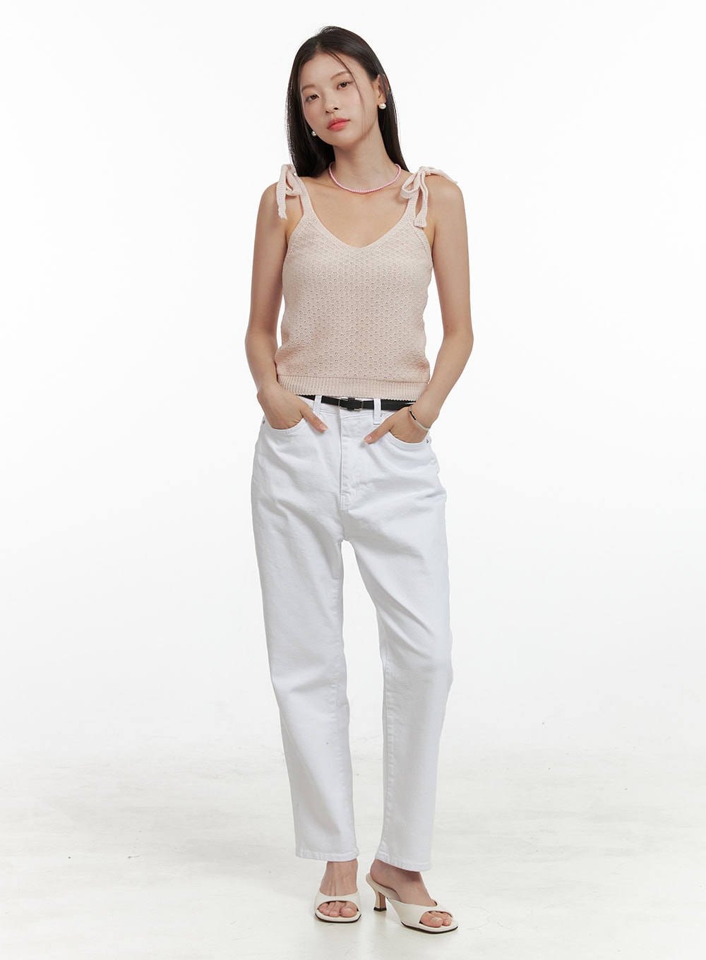 Ribbon Strap Sleeveless Knit Top OL411