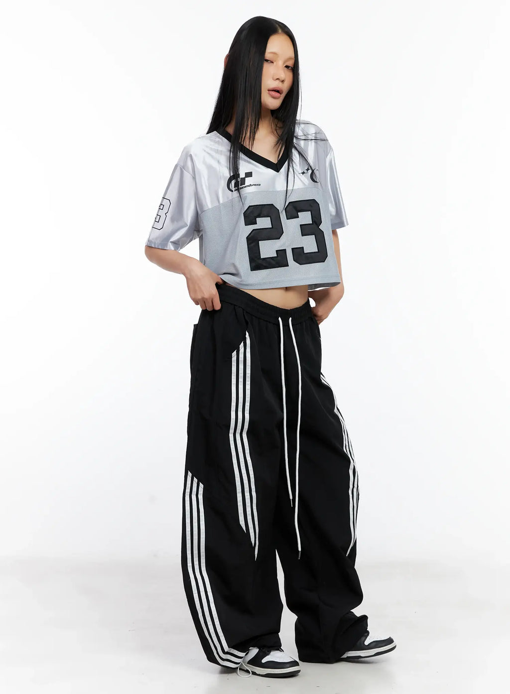 Wide-Leg Drawstring Track Pants CL529