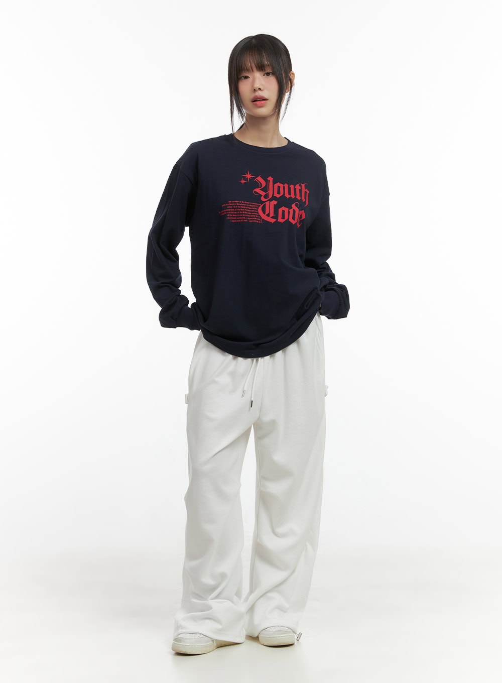 Oversized Lettering Long Sleeve Top CO410