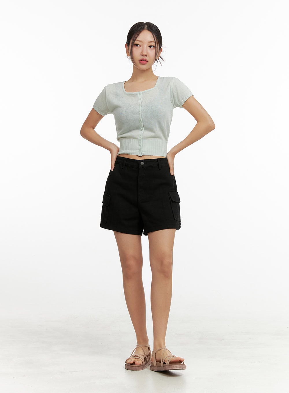 Summer Buttoned Square Neck Cardigan OU411