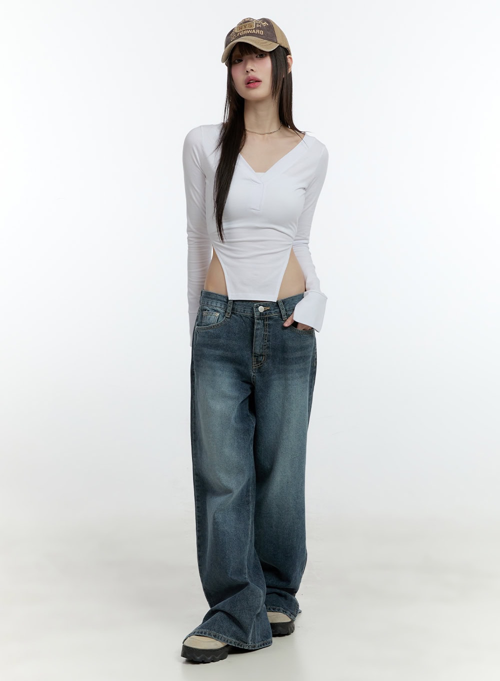 Donna Washed Wide-Leg Jeans CF507