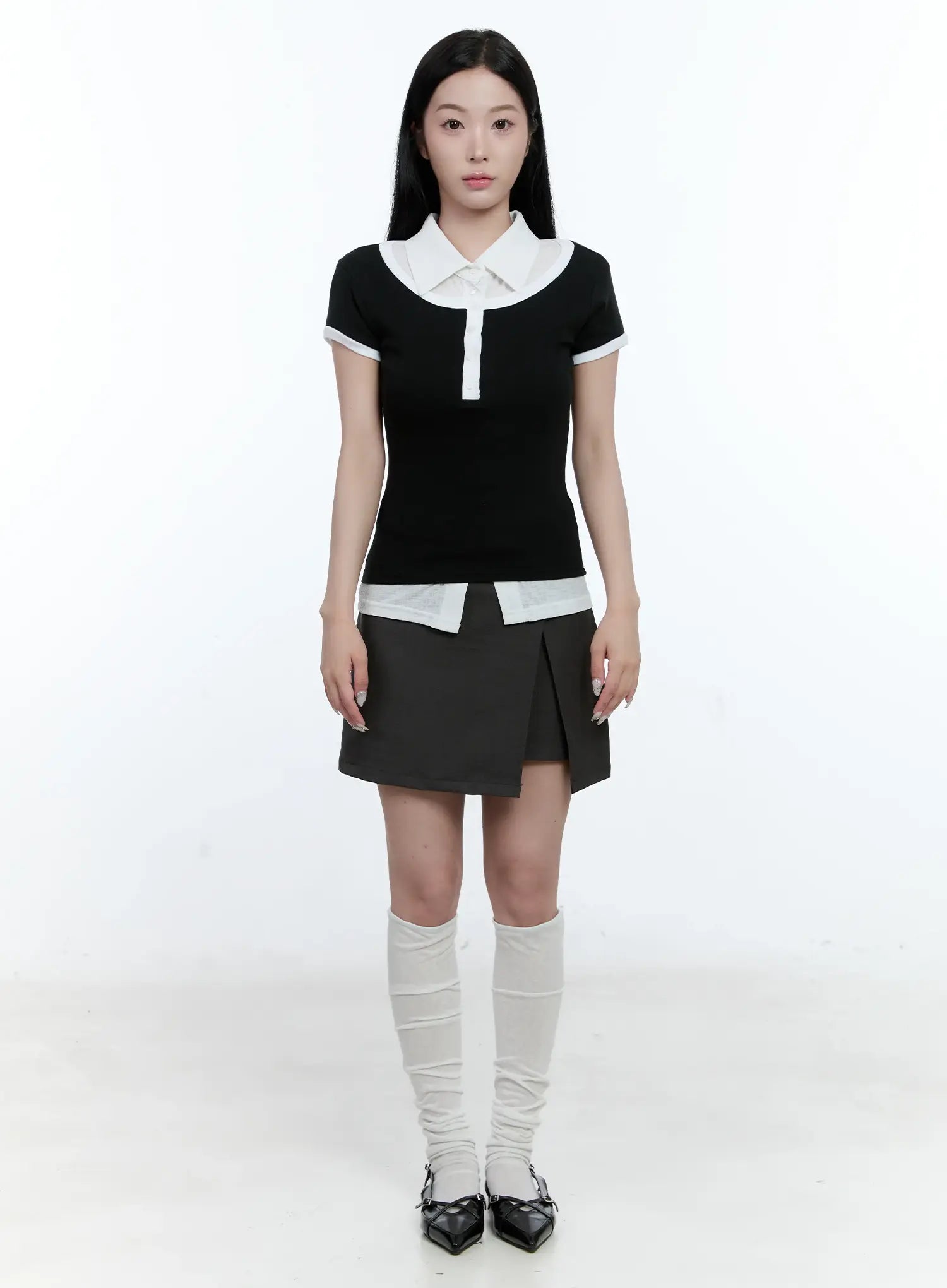 Contrast Basic U-Neck Tee CL530