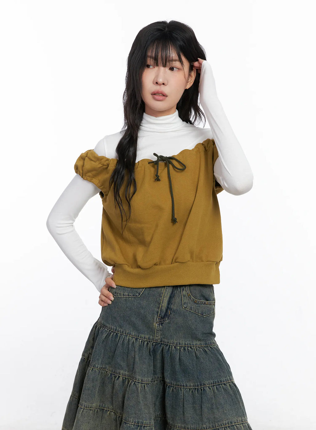 Ruffle Off-Shulder Sleeveless Top CO507