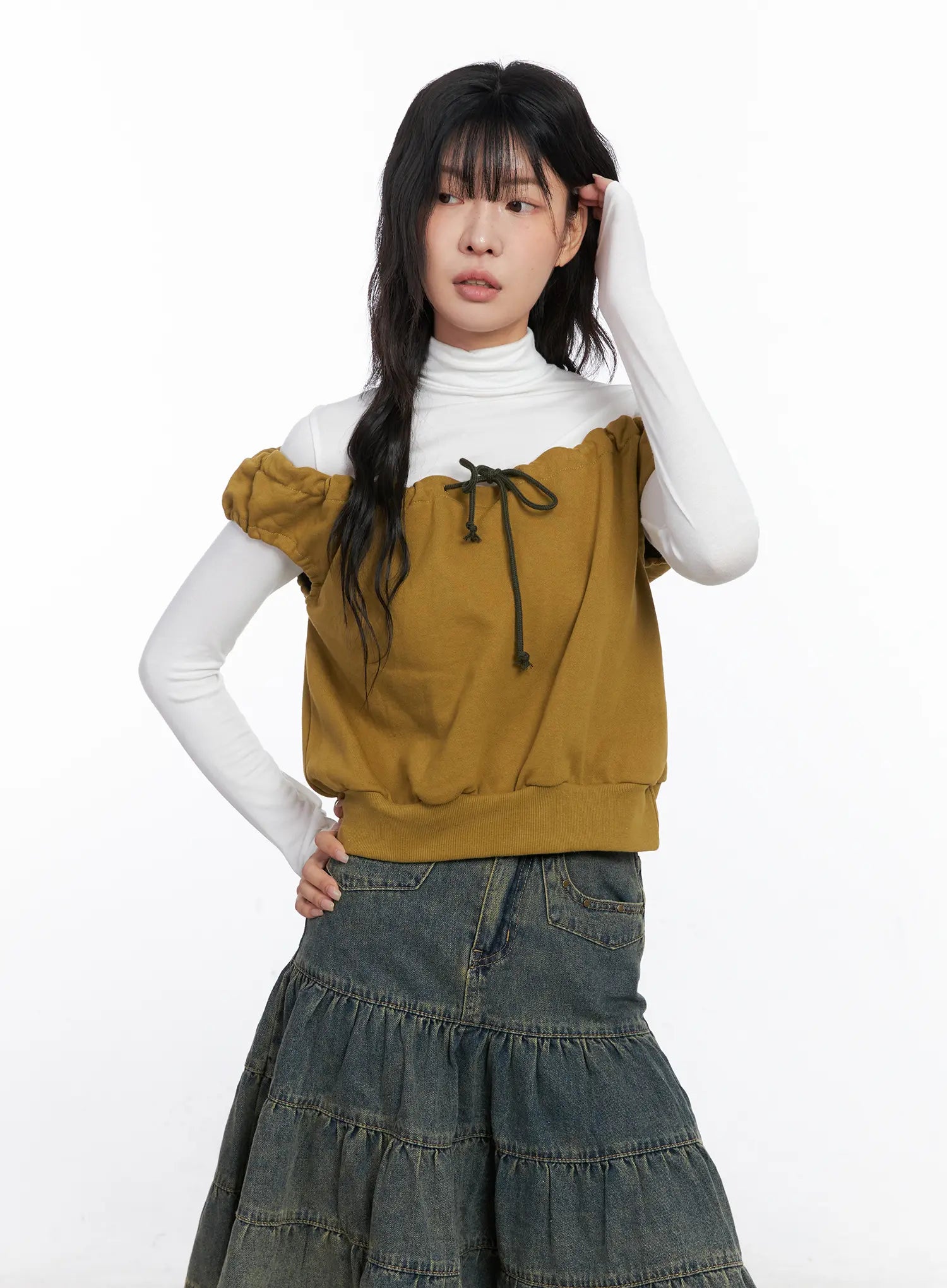 Ruffle Off-Shulder Sleeveless Top CO507