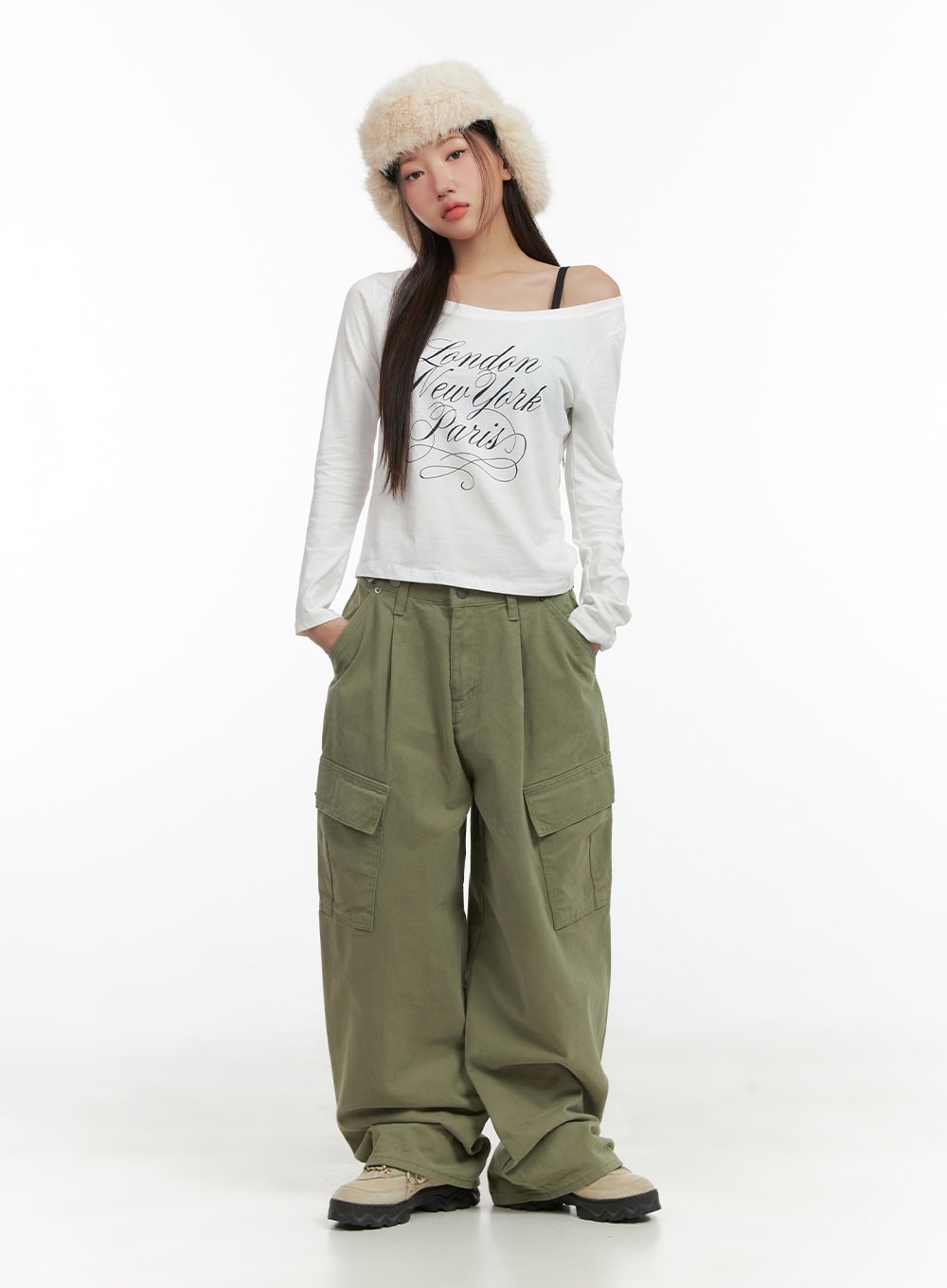 Comfy Lettering Off Shoulder Top CO417