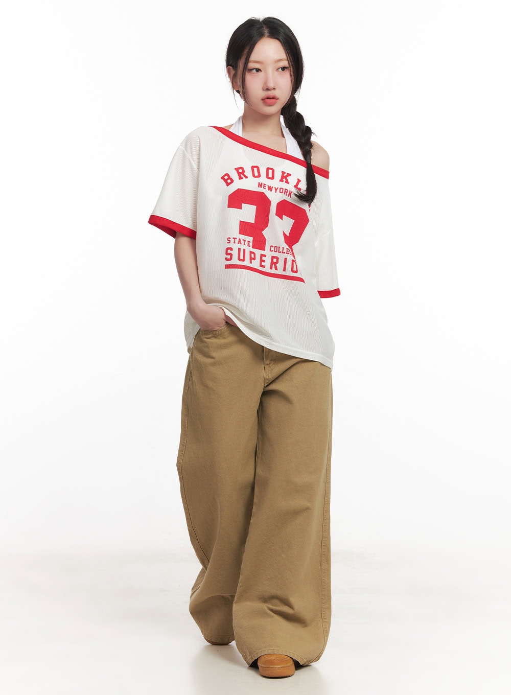 Sporty Mesh Off-Shoulder Top CA530