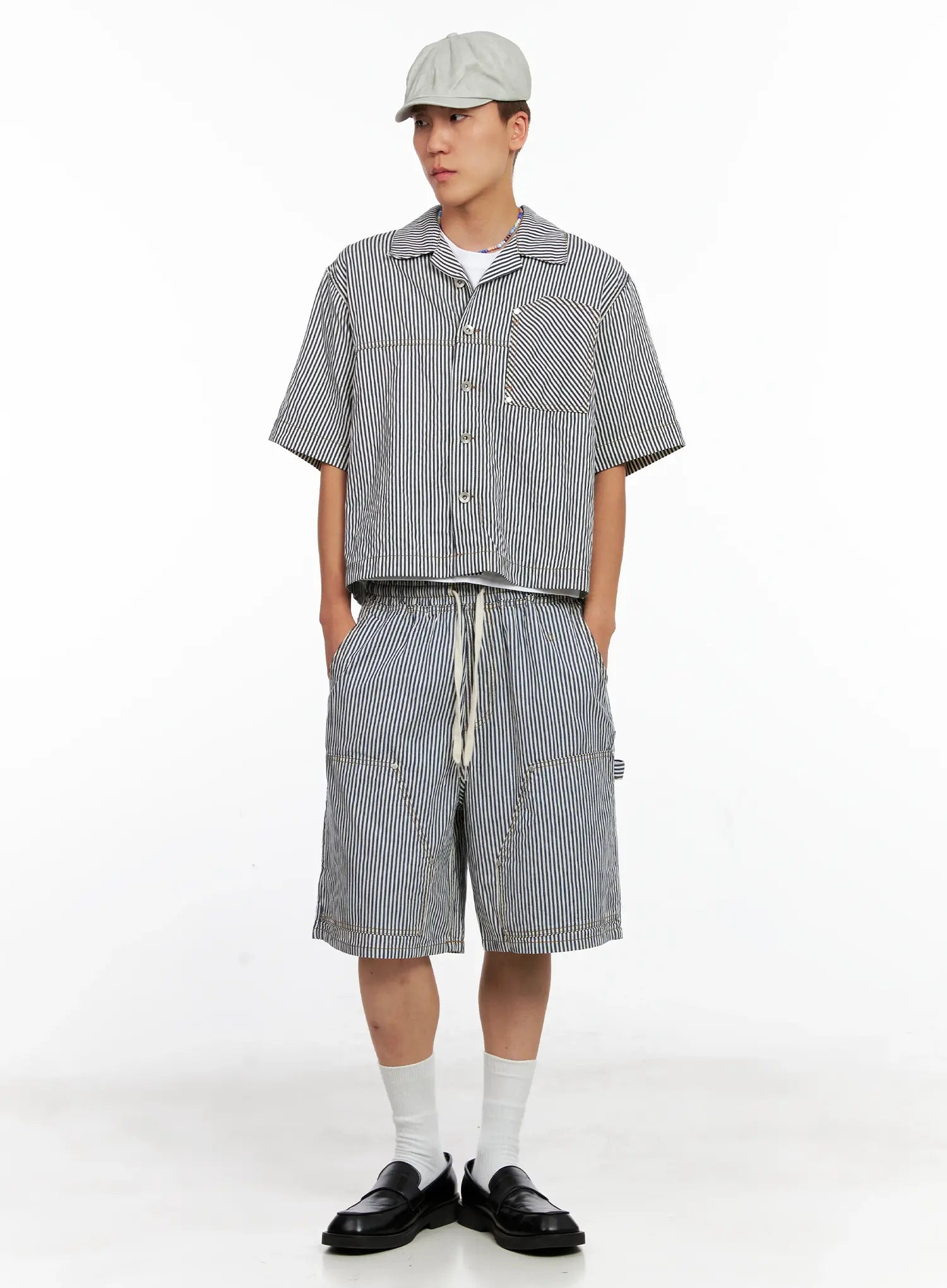 Men's Striped Cropped Jacket IG508