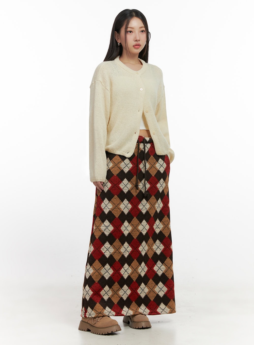 ComfyRound Neck Sweater Cardigan IN415