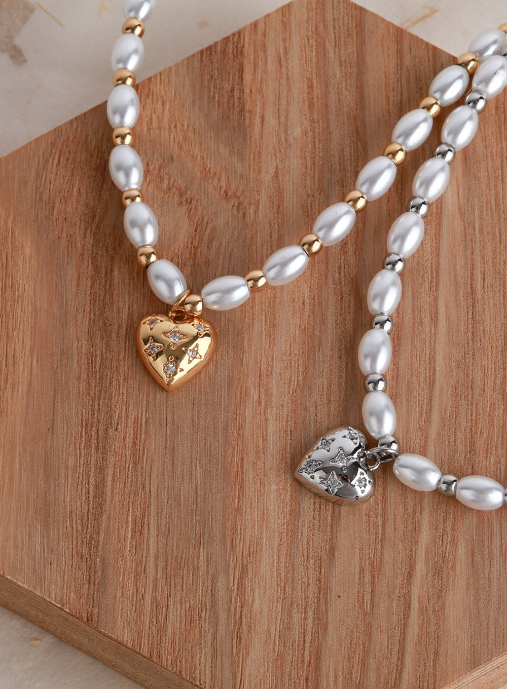Heart Ball Mix Chain Necklace IL403