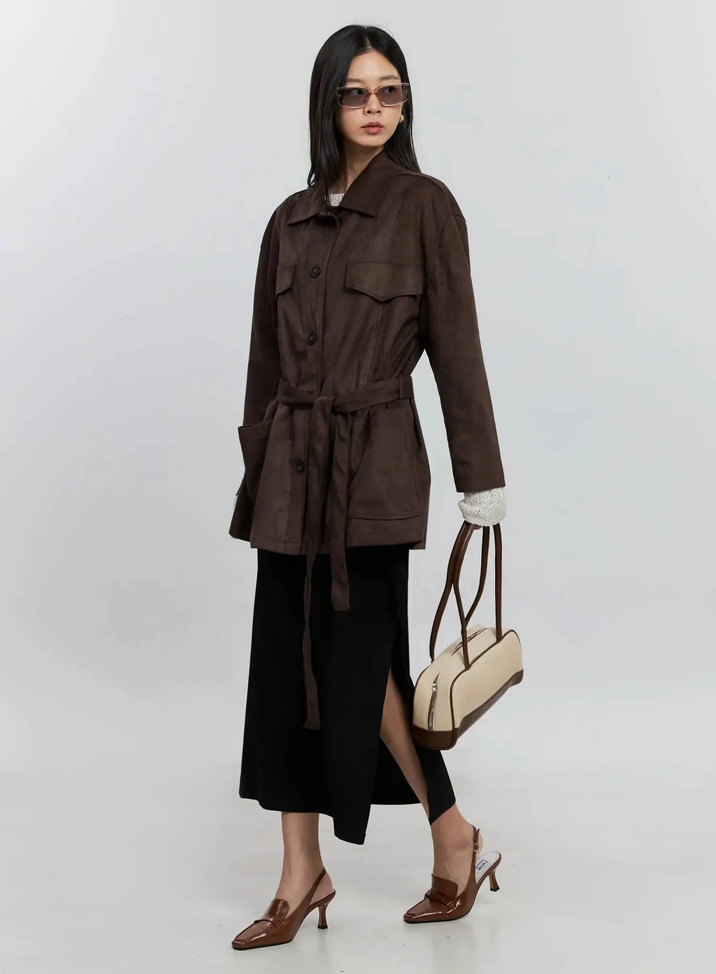 Suede-Style Button-Up Jacket IS515