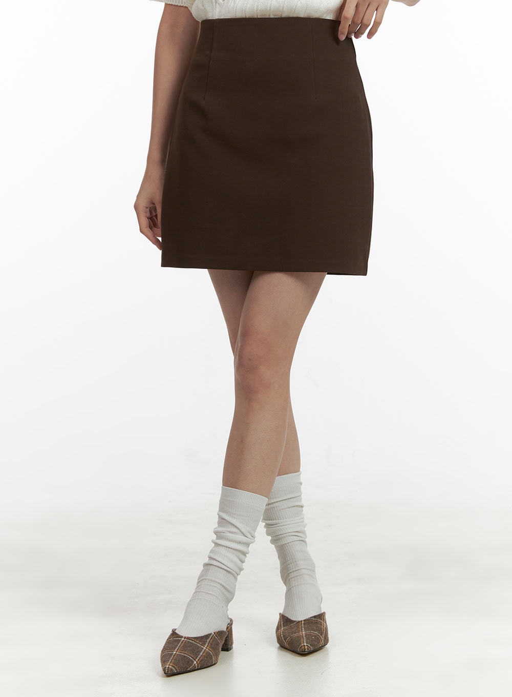 High Waist Solid Mini Skirt OU413