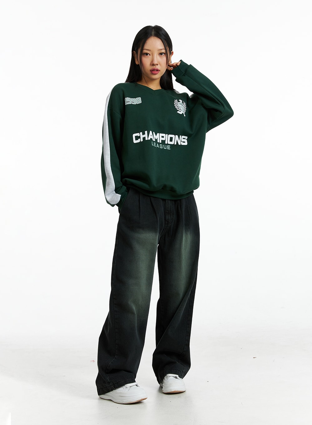 Oversized V Neck Sweatshirt IN322