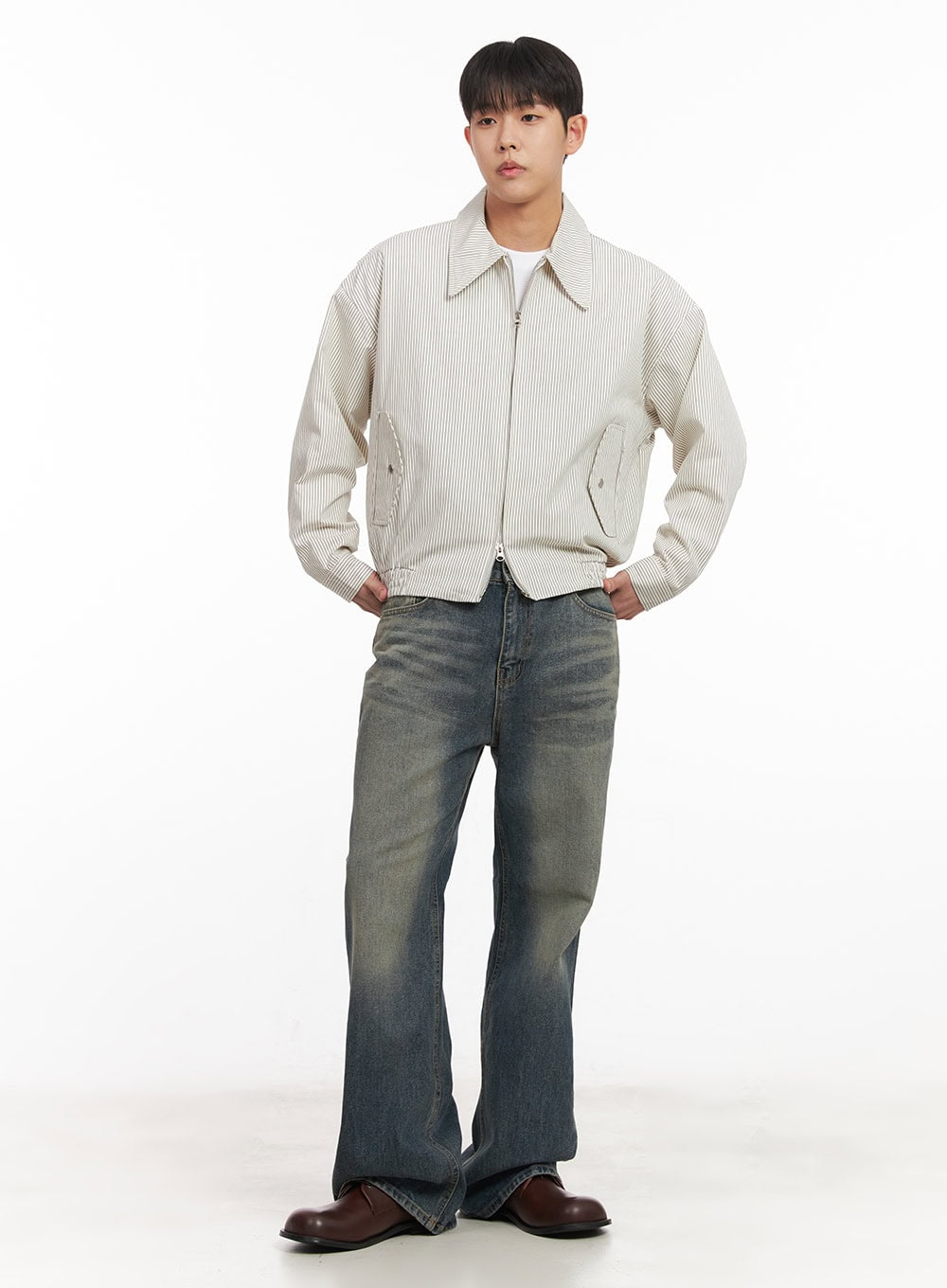 Men's Cotton Striped Zip-Up Jacket IM517