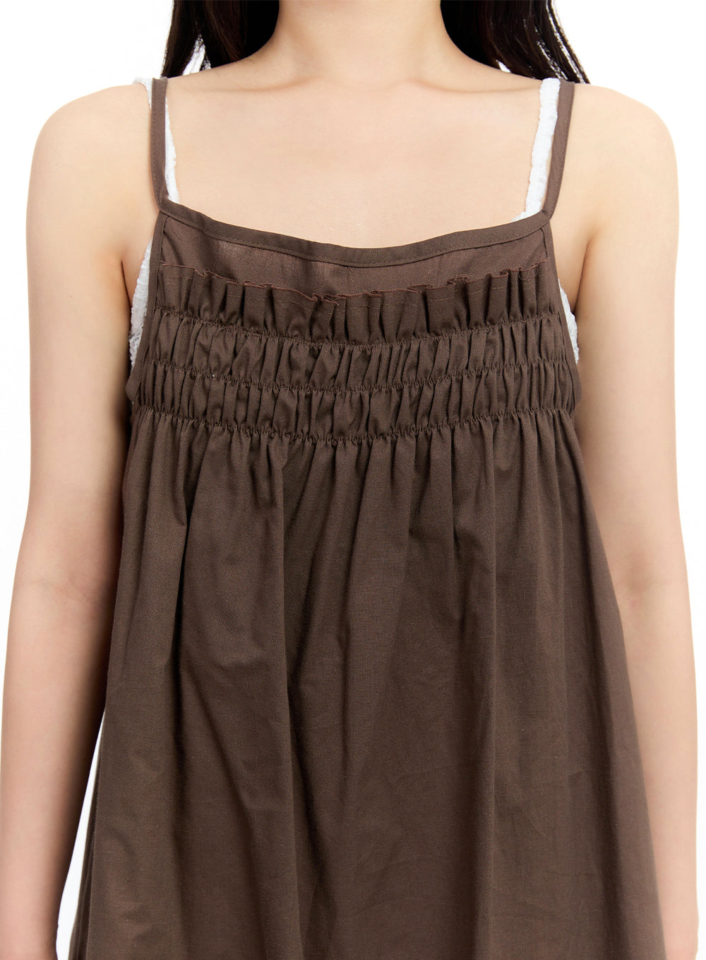 Solid Layered Cotton Midi Dress IU509