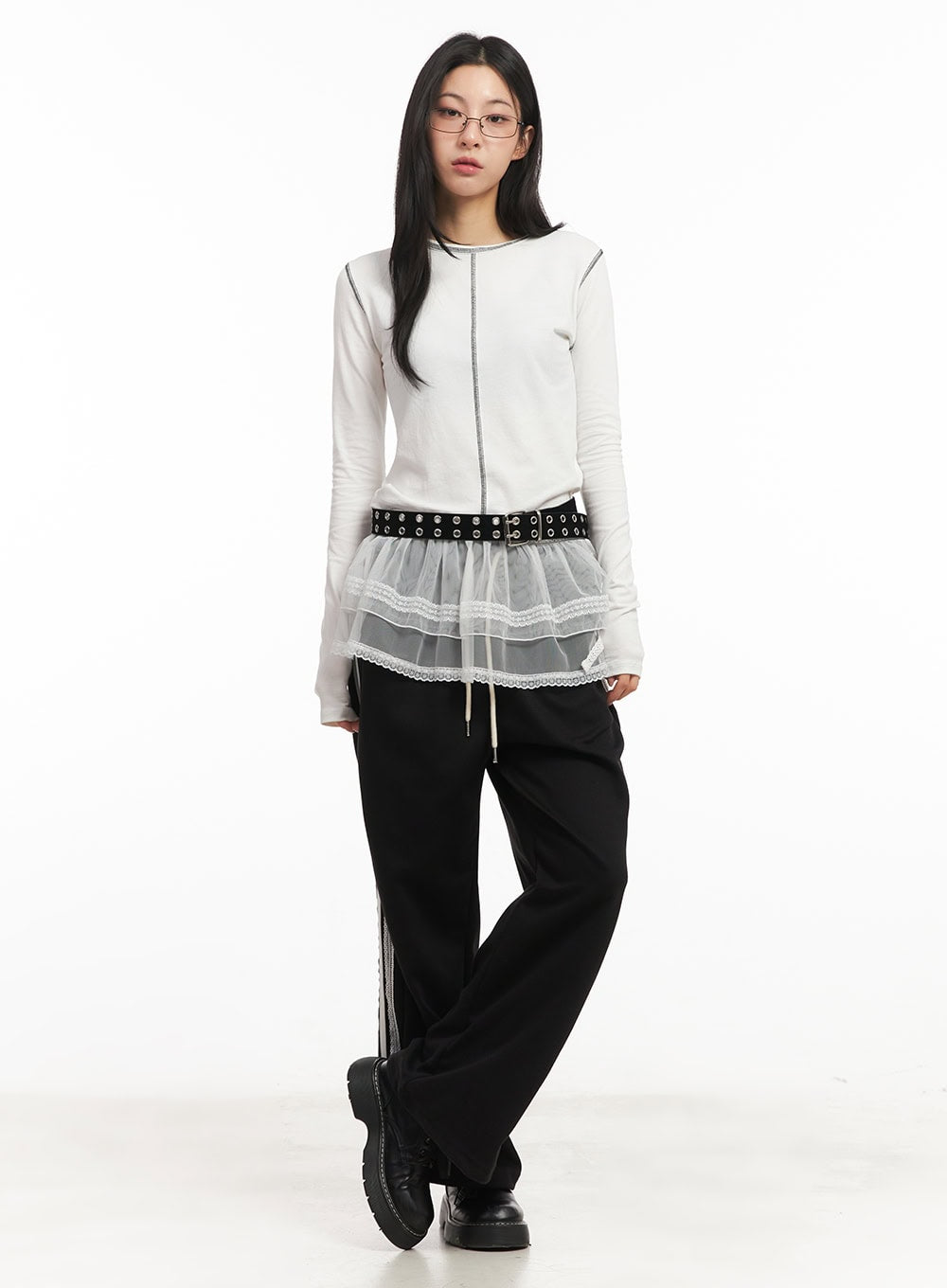 Stitched Long Sleeve Crop Top CM504