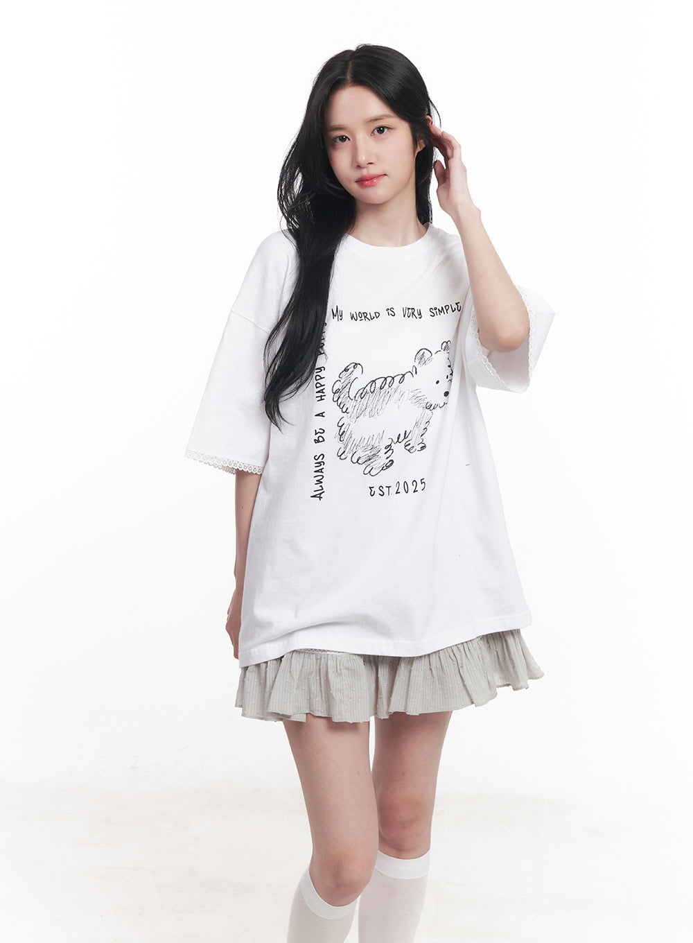 Lace Graphic Oversize T-Shirt CY526