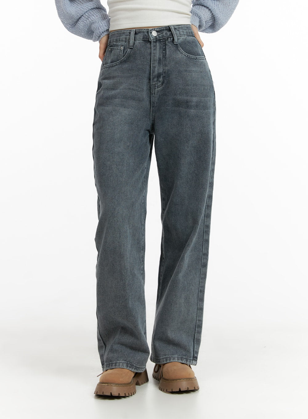 Blue Washed Straight Jeans OM408