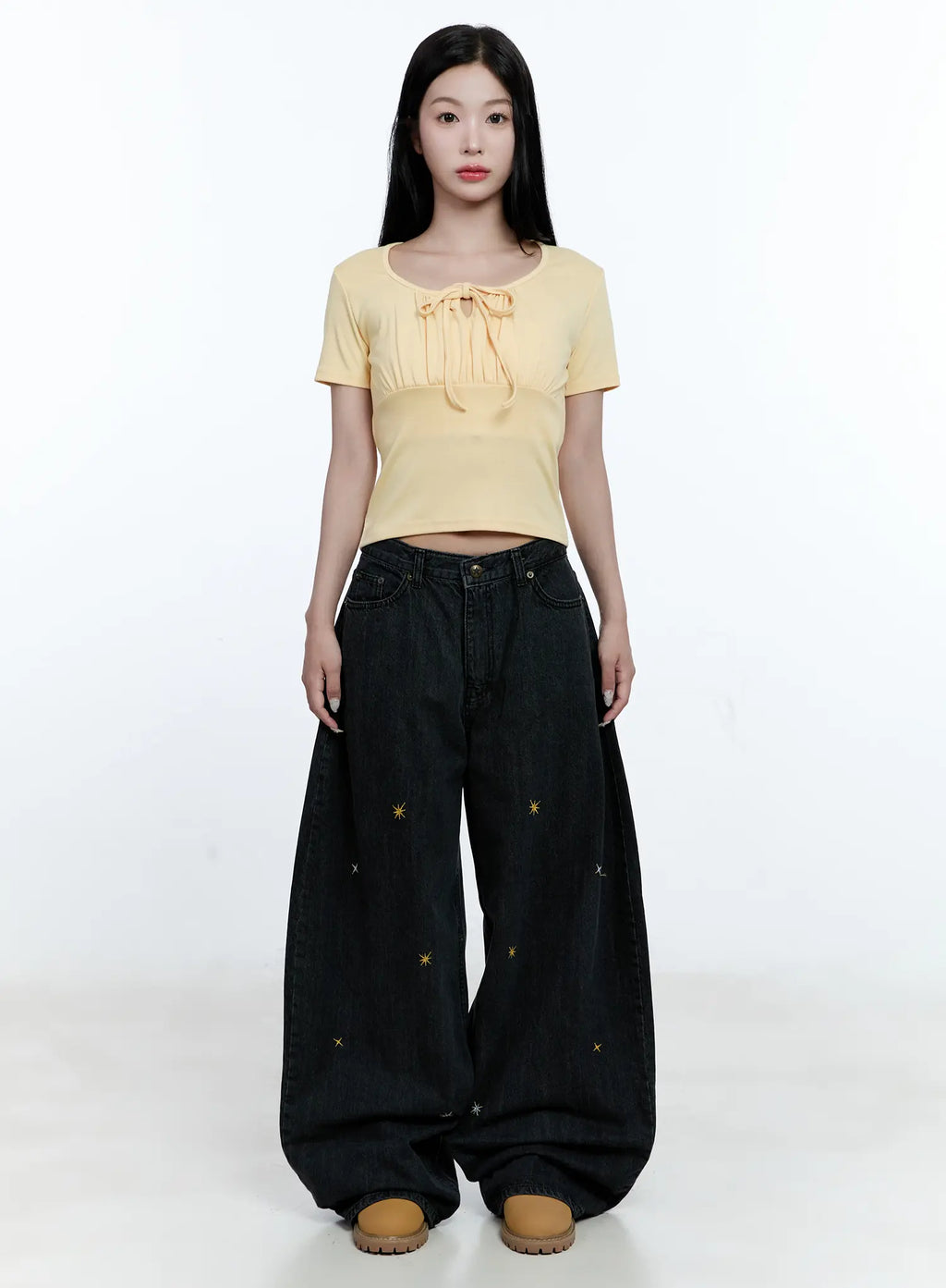 Ruched Ribbon Cropped Tee CG507