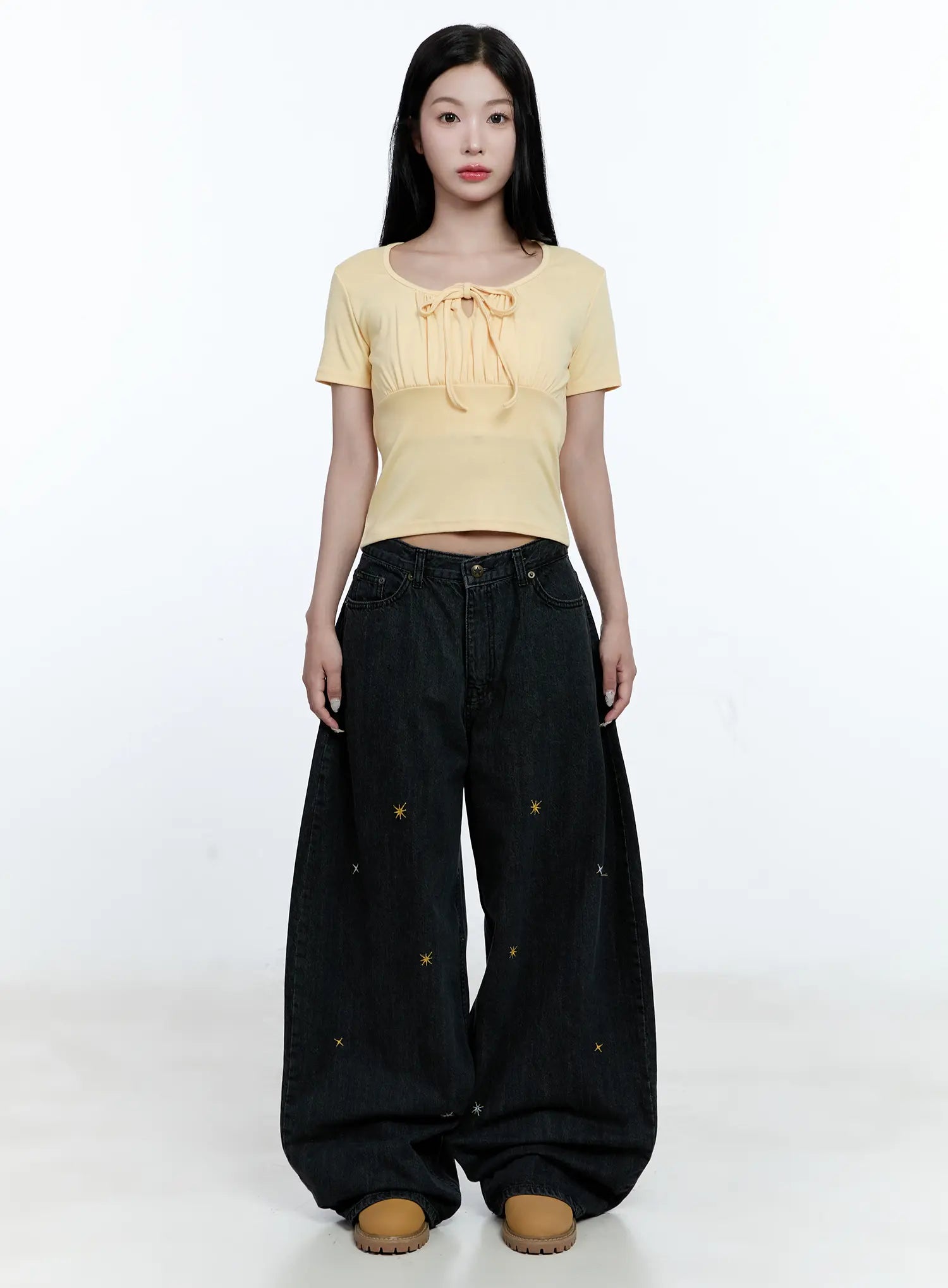 Ruched Ribbon Cropped Tee CG507