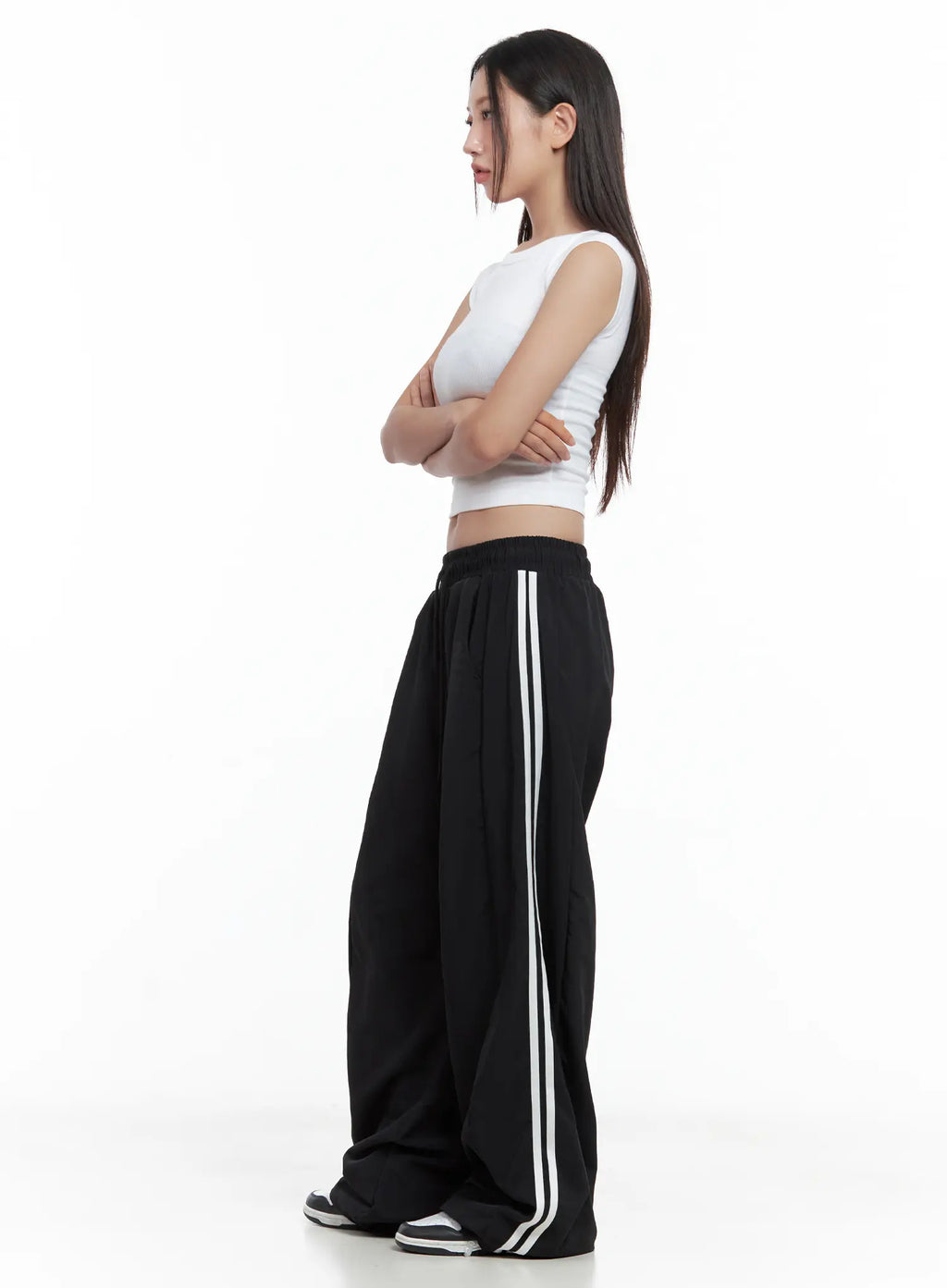 Striped Wide-Leg Nylon Track Pants CL509