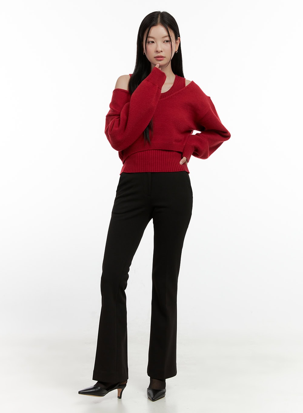 V-Neck Cropped Sweater ON408