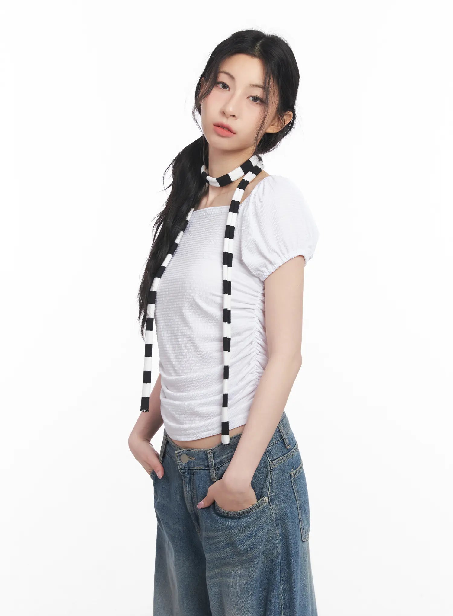 Striped Skinny Scarf CU511