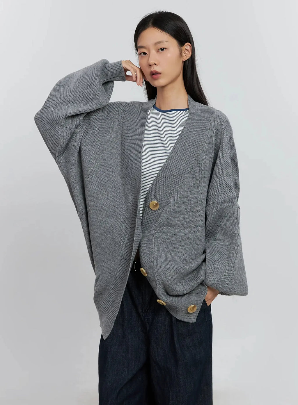 Ribbed Oversized Cardigan IS516