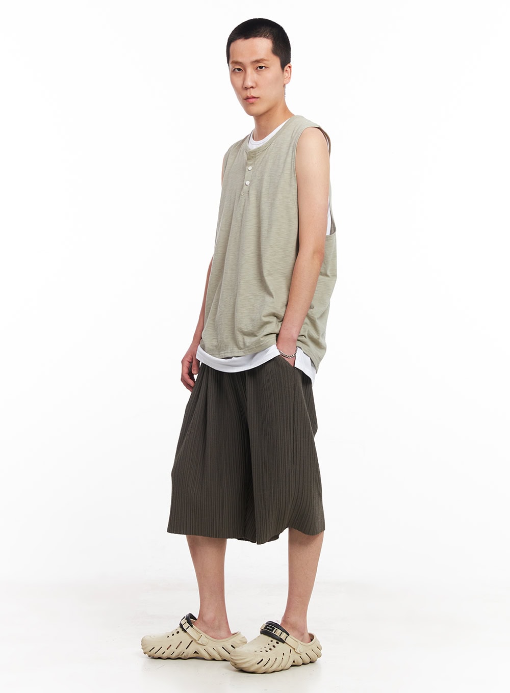 Men's Layered Henley Tank IU512