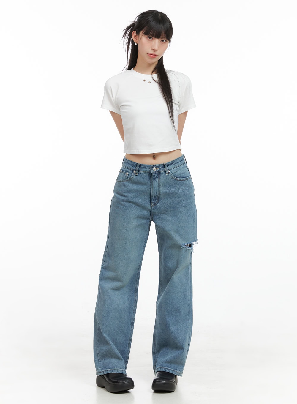 Crop Raglan Sleeve Cotton T-Shirt CG408