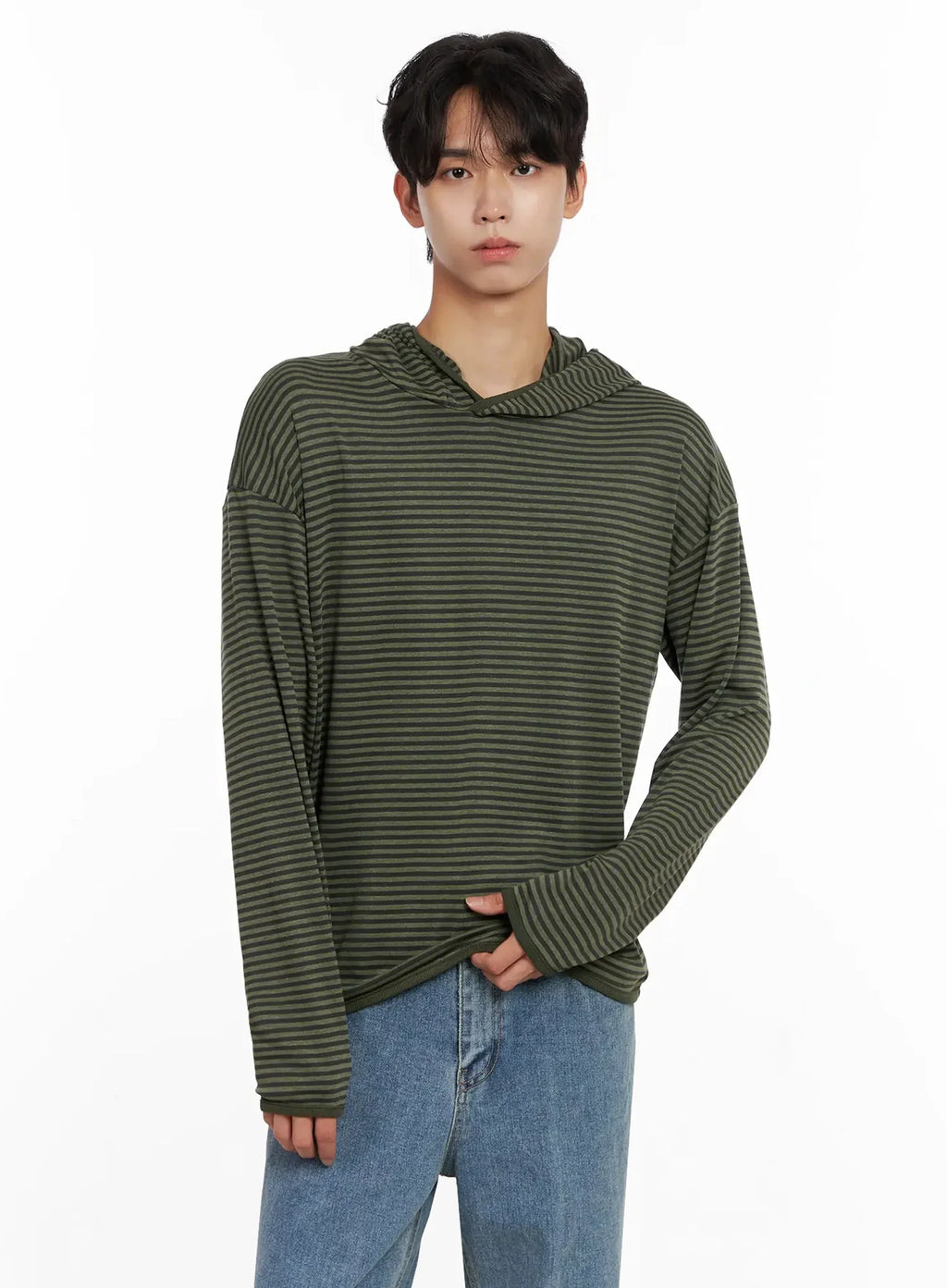 Men's Striped Hooded Long Sleeve IO517