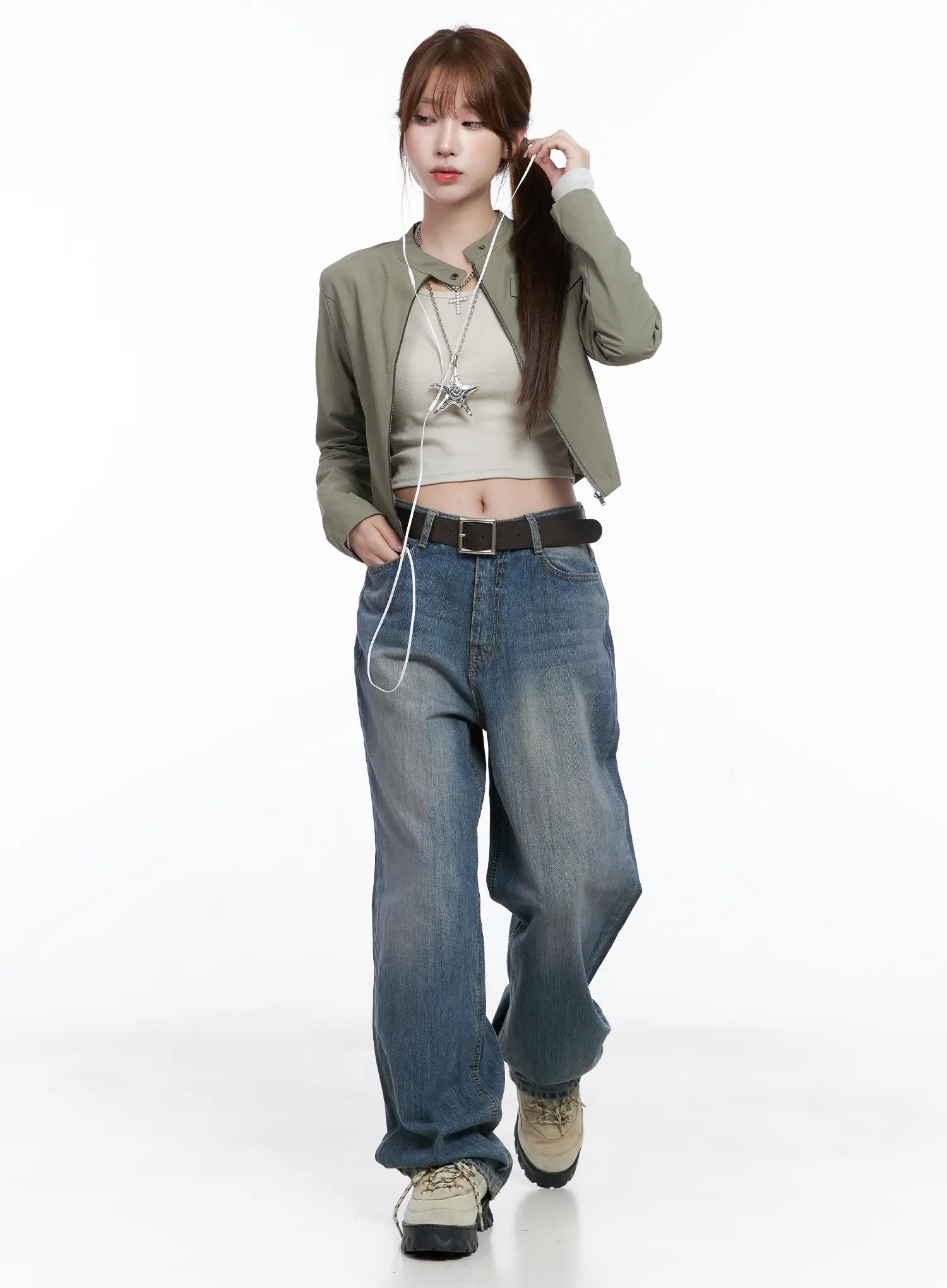 Lala Wide Leg Vintage Washed Jeans CG529