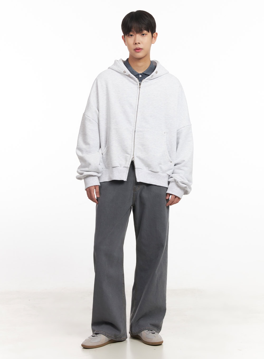 Men's Oversize Zip-Up Hooded Jacket IM527