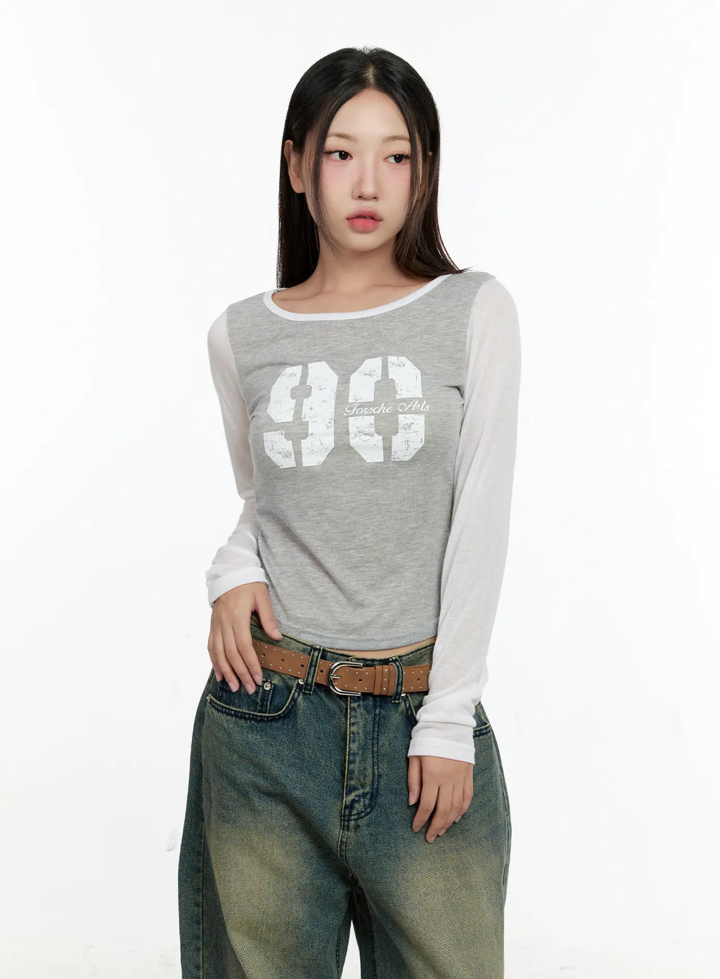 Two-Tone Long-Sleeve Top CL531