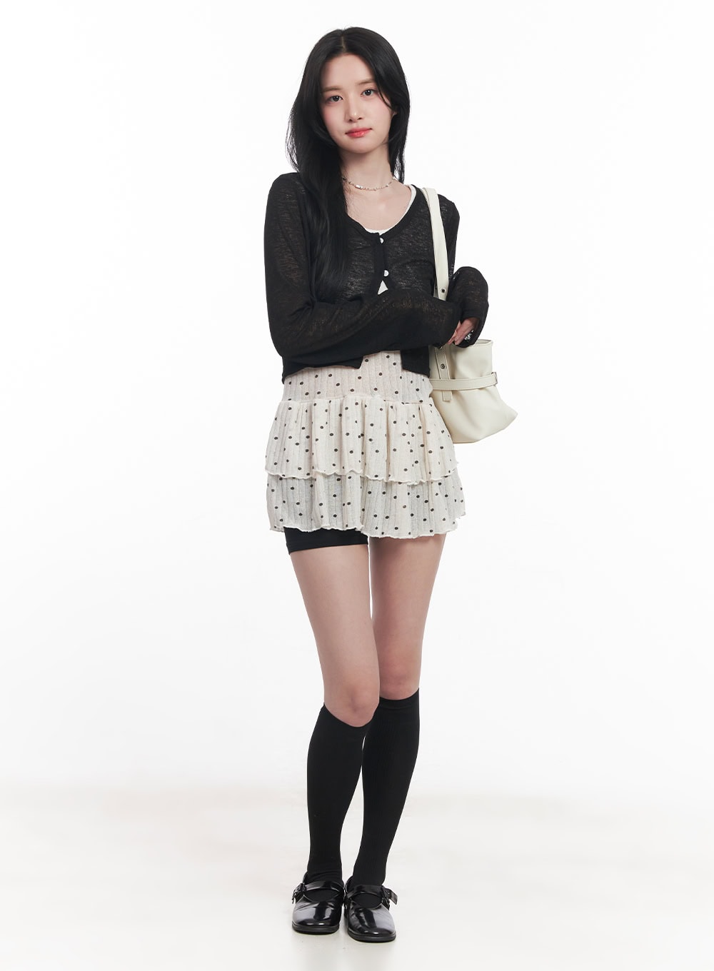 Sheer Buttoned Crop Cardigan CY526