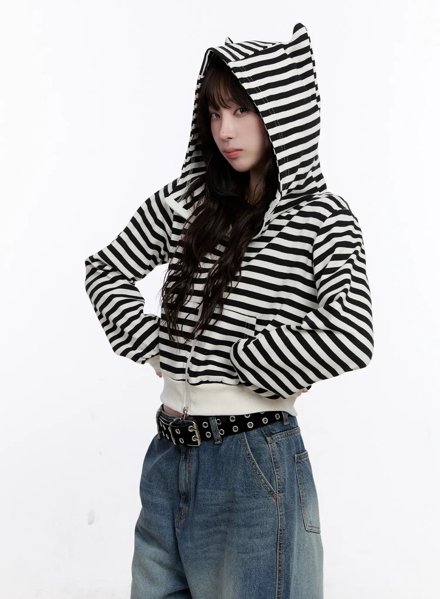 Cat Ear Striped Hoodie CO501